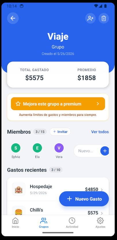 Mejorar un grupo a Premium en SPLITT